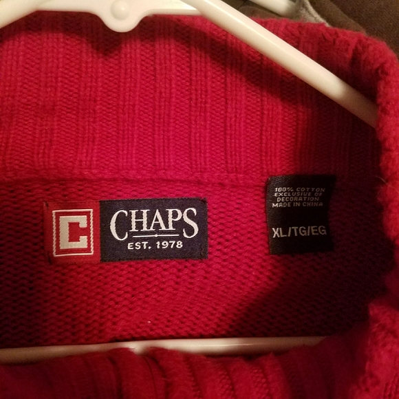 Chaps XL red quarter zip mens sweater - Picture 3 of 3